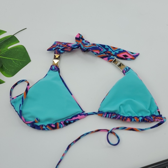 Bright colored diamond print triangle bikini top - Picture 3 of 3